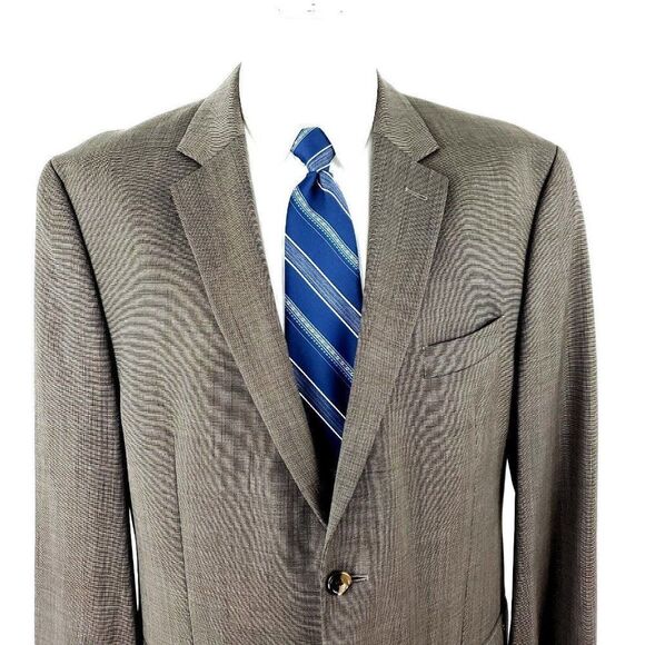 Joe Joseph Abboud Wool 2 Button Blazer 42R Beige Nailshead Jacket - Picture 1 of 10